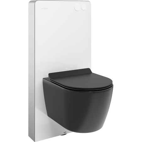 Mexen Carmen WC sada nástěnná s pneumatickým rámem Tex Air G s WC mísou Tornado a pomalu padajícím sedátkem, černý