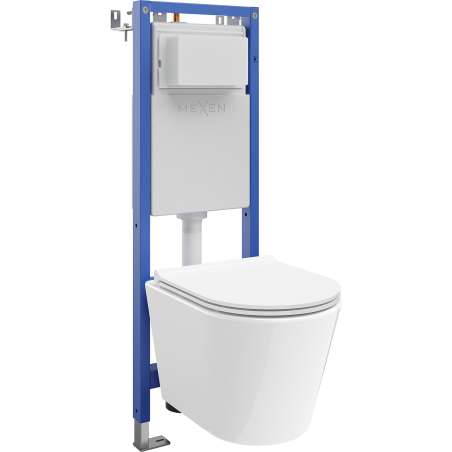 Mexen Rico zapuštěná WC sada úzký, rohový Tex W s WC mísou a pomalu padajícím prkénkem, bílá - 610530720500