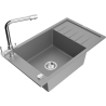 Mexen Elias granitový dřez s 1 komorou s odkapávačem a kuchyňskou baterií Duero, šedý - 6511-71-671600-00