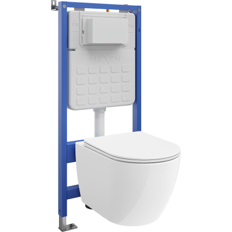 Mexen Lena sada WC pod omítku s pneumatickým rámem Tex Air Slim s WC mísou 2.0 Tornado a pomalu uzavíratelným sedátkem,