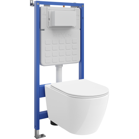 Mexen Rico podomítková WC sada, pneumatický rám Tex Air Slim s miskou WC 2.0 Tornado a pomalu zavíratelným prkénkem,