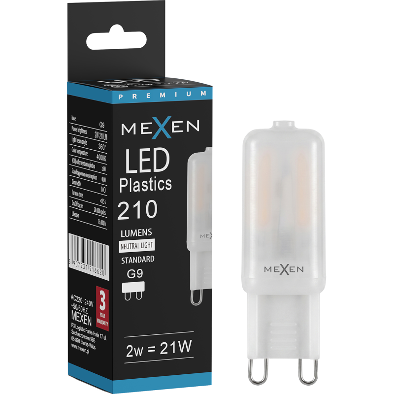 Mexen Aura LED žárovka G9, 2W, Neutrální - 4000K, 210 lm - L120-G9-0240-01