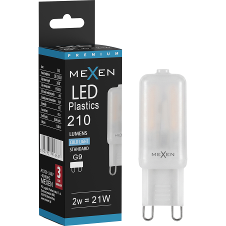 Mexen Aura LED žárovka G9, 2W, Studená - 6500K, 210 lm - L120-G9-0265-01