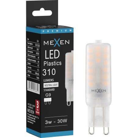 Mexen Aura LED žárovka G9, 3W, Neutrální - 4000K, 310 lm - L120-G9-0340-01
