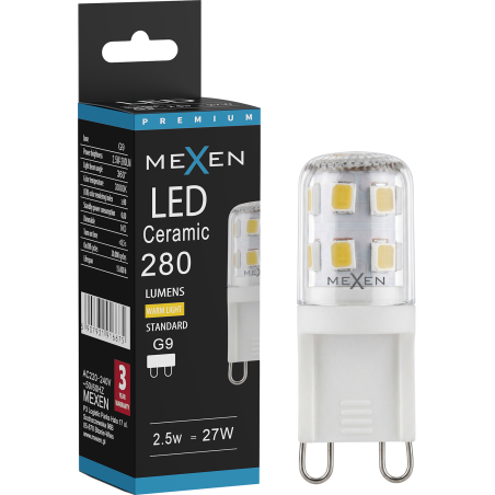 Mexen Aura Žárovka LED G9, 2,5W, Teplá - 3000K, 280 lm - L121-G9-0230-01