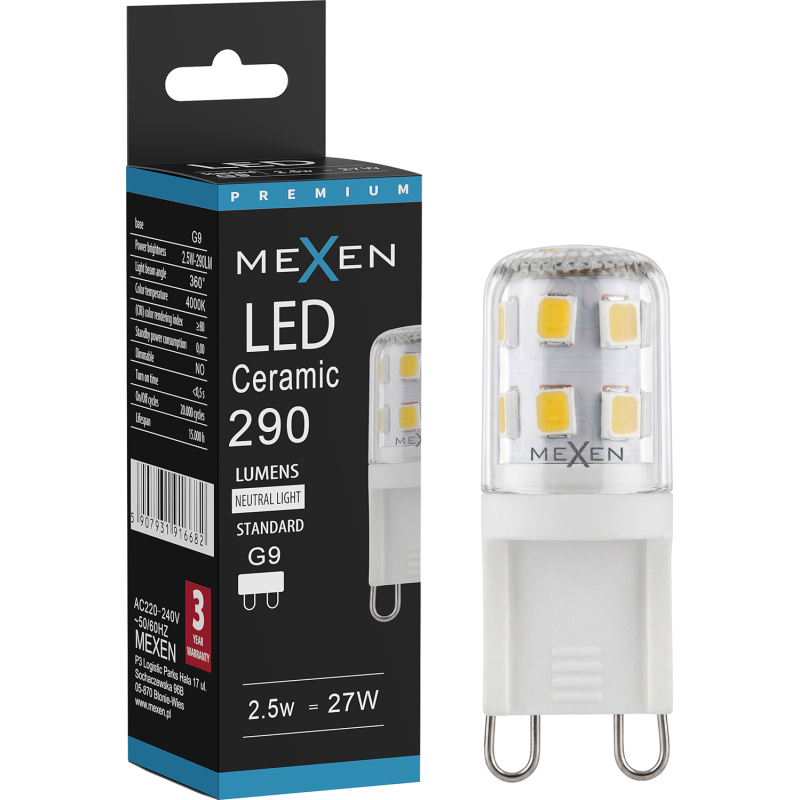 Mexen Aura LED žárovka G9, 2,5W, Neutrální - 4000K, 290 lm - L121-G9-0240-01