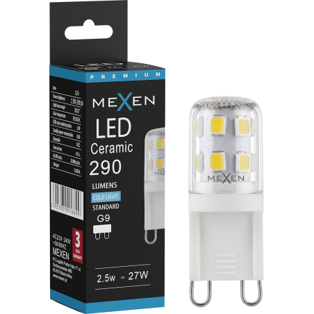 Mexen Aura LED žárovka G9, 2,5W, Studená - 6500K, 290 lm - L121-G9-0265-01