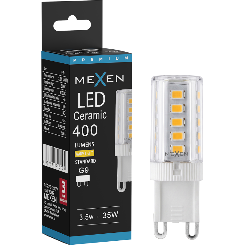 Mexen Aura LED žárovka G9, 3,5W, Teplá - 3000K, 400 lm - L121-G9-0330-01