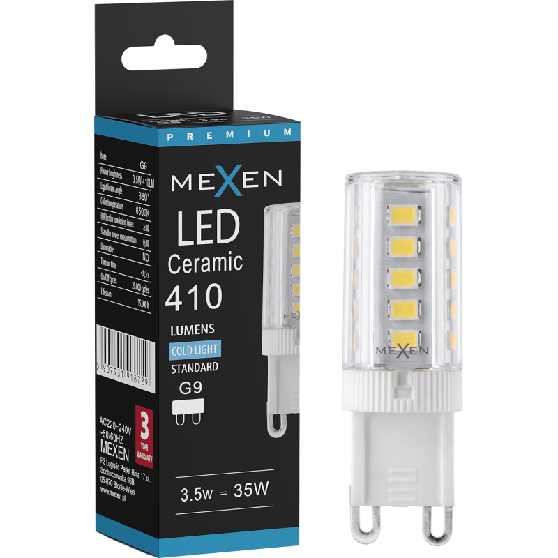 Mexen Aura LED žárovka G9, 3,5W, Studená - 6500K, 410 lm - L121-G9-0365-01