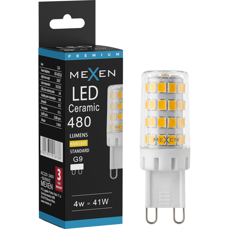 Mexen Aura LED žárovka G9, 4W, Teplá - 3000K, 480 lm - L121-G9-0430-01