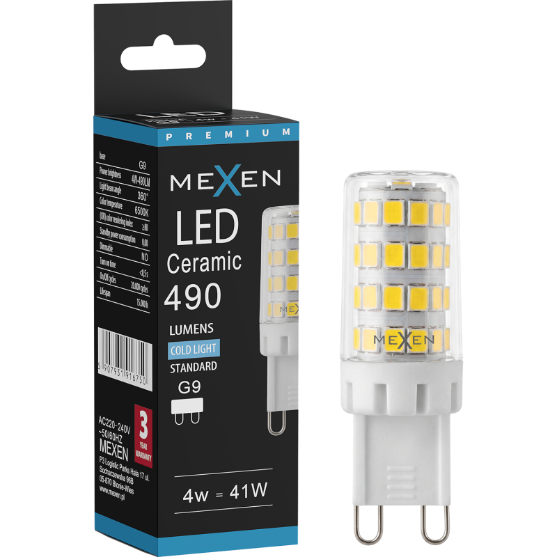 Mexen Aura LED žárovka G9, 4W, Studená - 6500K, 490 lm - L121-G9-0465-01