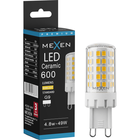 Mexen Aura LED žárovka G9, 4,8W, Teplá - 3000K, 600 lm - L121-G9-0530-01