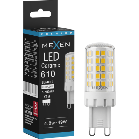 Mexen Aura LED žárovka G9, 4,8W, Neutrální - 4000K, 610 lm - L121-G9-0540-01