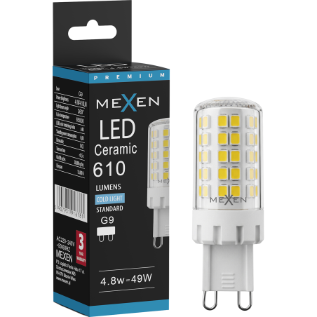 Mexen Aura LED žárovka G9, 4,8W, Studená - 6500K, 610 lm - L121-G9-0565-01