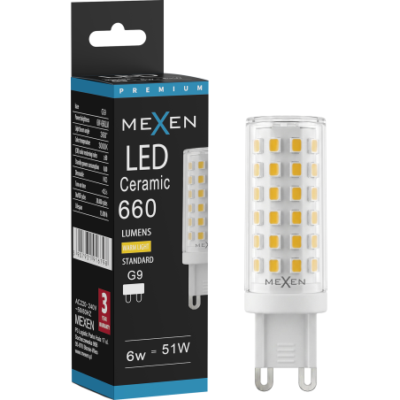 Mexen Aura LED žárovka G9, 6W, Teplá - 3000K, 660 lm - L121-G9-0630-01