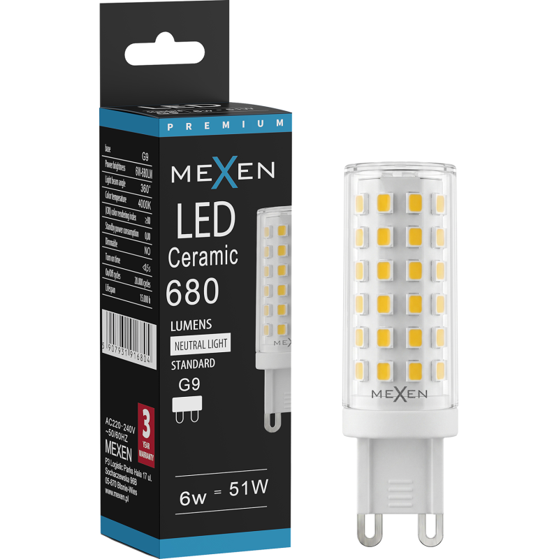 Mexen Aura LED žárovka G9, 6W, Neutrální - 4000K, 680 lm - L121-G9-0640-01
