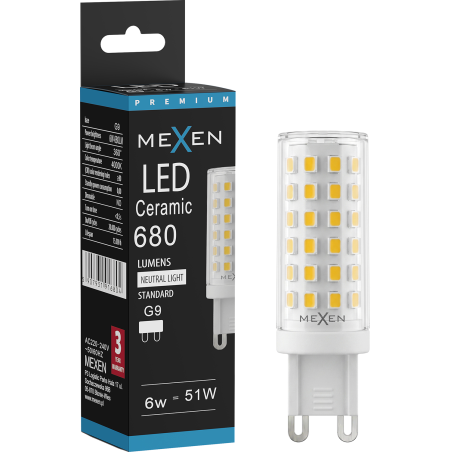 Mexen Aura LED žárovka G9, 6W, Neutrální - 4000K, 680 lm - L121-G9-0640-01