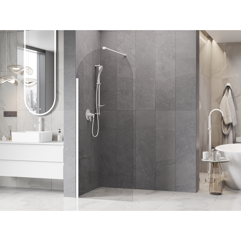 Mexen Kioto-Q sprchová zástěna Walk-in 90 x 200 cm, transparentní 8 mm, bílá - 800-090-101-20-00-Q
