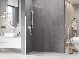 Mexen Kioto-Q sprchová zástěna Walk-in 90 x 200 cm, transparentní 8 mm, bílá - 800-090-101-20-00-Q