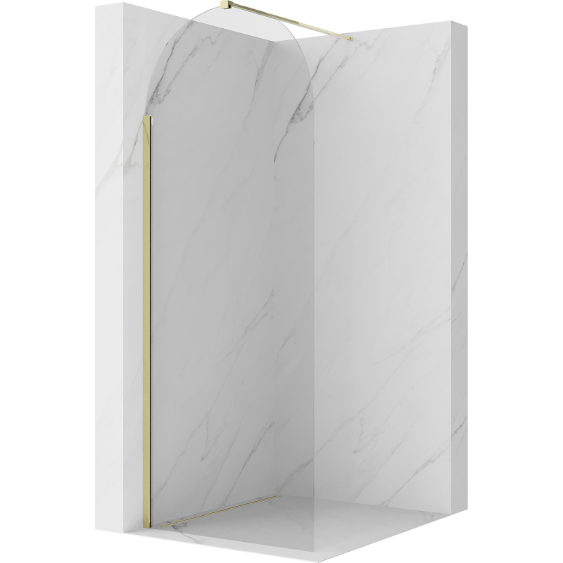 Mexen Kioto-Q sprchová stěna Walk-in 80 x 200 cm, transparentní 8 mm, zlatá - 800-080-101-50-00-Q
