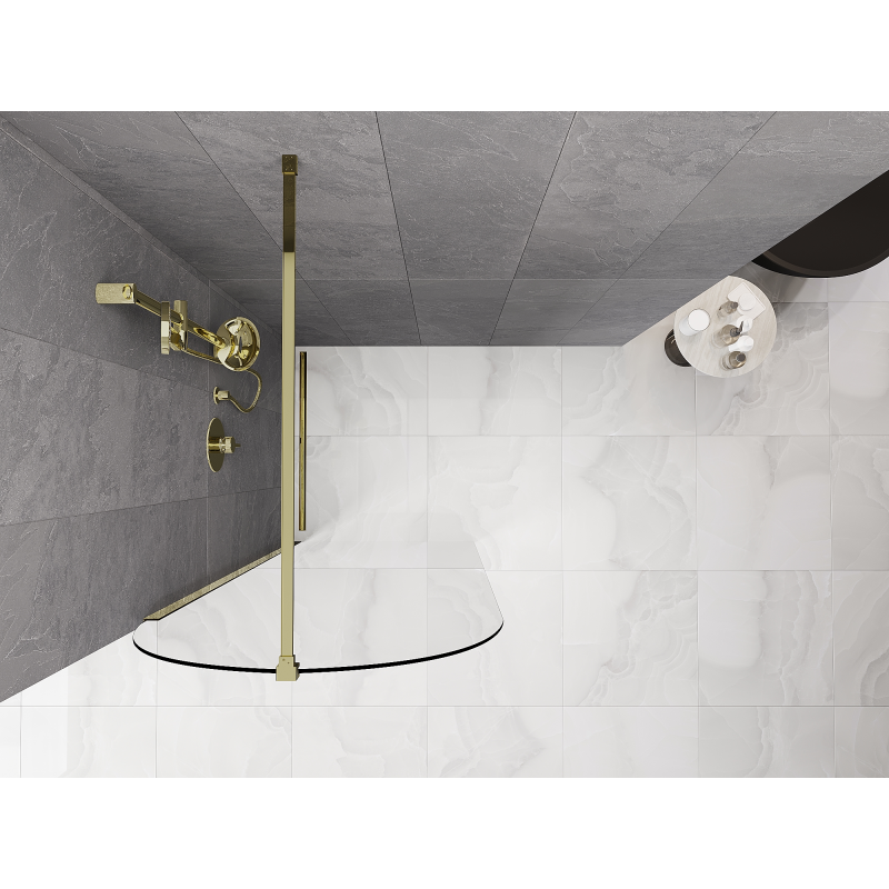 Mexen Kioto-Q sprchová stěna Walk-in 80 x 200 cm, transparentní 8 mm, zlatá - 800-080-101-50-00-Q