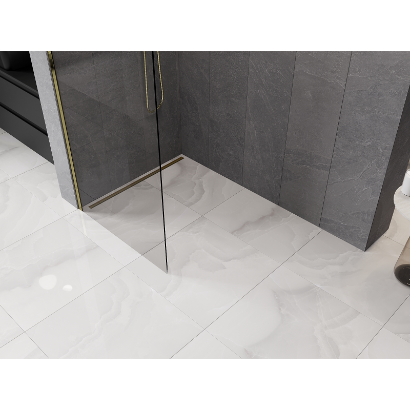 Mexen Kioto-Q sprchová stěna Walk-in 80 x 200 cm, transparentní 8 mm, zlatá - 800-080-101-50-00-Q