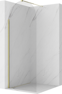 Mexen Kioto-Q Sprchová stěna Walk-in 90 x 200 cm, transparentní 8 mm, zlatá - 800-090-101-50-00-Q