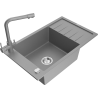 Mexen Elias granitový dřez 1-komorový s odkapávačem a kuchyňskou baterií Duero, šedý - 6511-71-671600-71