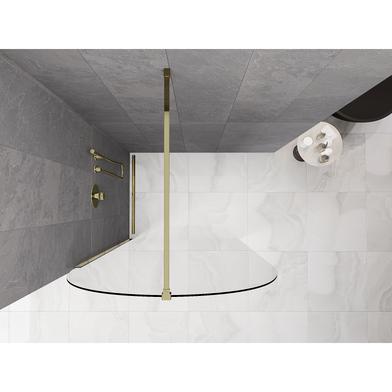 Mexen Kioto-Q sprchová stěna Walk-in 110 x 200 cm, transparentní 8 mm, zlatá - 800-110-101-50-00-Q