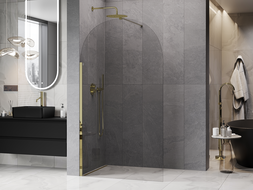 Mexen Kioto-Q sprchová stěna Walk-in 120 x 200 cm, transparentní 8 mm, zlatá - 800-120-101-50-00-Q