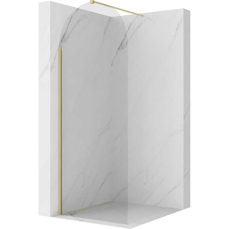 Mexen Kioto-Q sprchová stěna Walk-in 80 x 200 cm, transparentní 8 mm, zlatá kartáčovaná - 800-080-101-55-00-Q