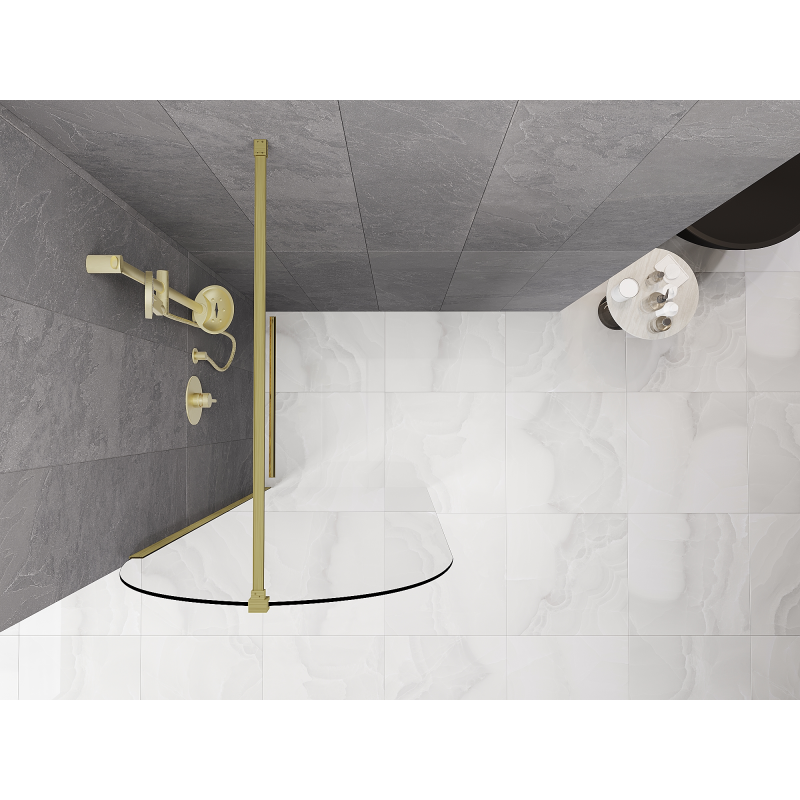 Mexen Kioto-Q sprchová stěna Walk-in 80 x 200 cm, transparentní 8 mm, zlatá kartáčovaná - 800-080-101-55-00-Q