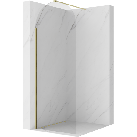Mexen Kioto-Q sprchová stěna Walk-in 90 x 200 cm, transparentní 8 mm, zlatá kartáčovaná - 800-090-101-55-00-Q
