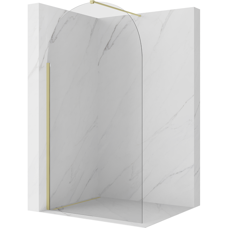 Mexen Kioto-Q sprchová stěna Walk-in 100 x 200 cm, transparentní 8 mm, zlatá kartáčovaná - 800-100-101-55-00-Q