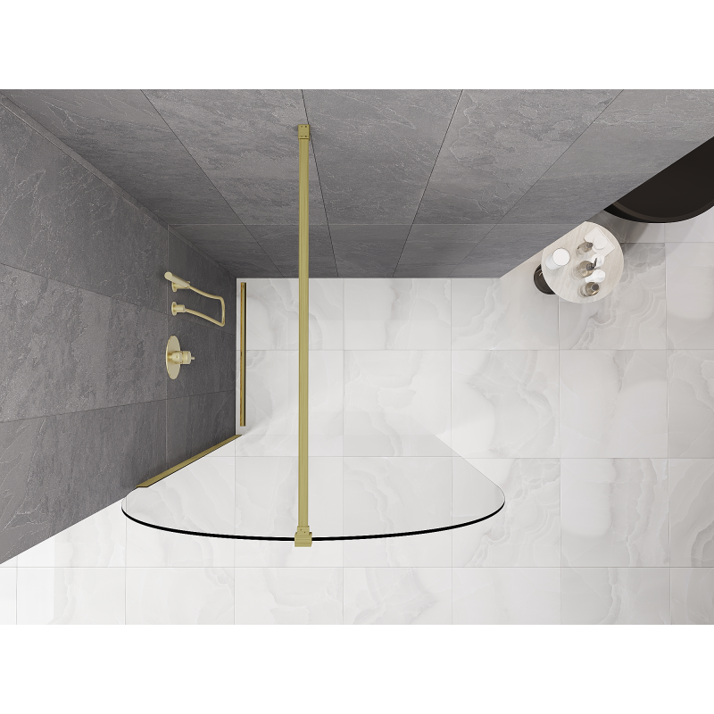 Mexen Kioto-Q sprchová stěna Walk-in 110 x 200 cm, transparentní 8 mm, zlatá kartáčovaná - 800-110-101-55-00-Q