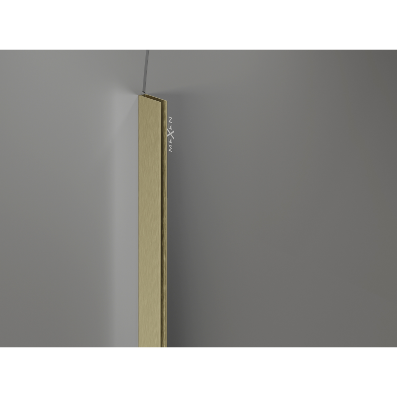 Mexen Kioto-Q sprchová stěna Walk-in 120 x 200 cm, transparentní 8 mm, zlatá kartáčovaná - 800-120-101-55-00-Q