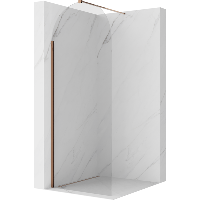 Mexen Kioto-Q sprchová stěna Walk-in 80 x 200 cm, transparentní 8 mm, růžové zlato - 800-080-101-60-00-Q