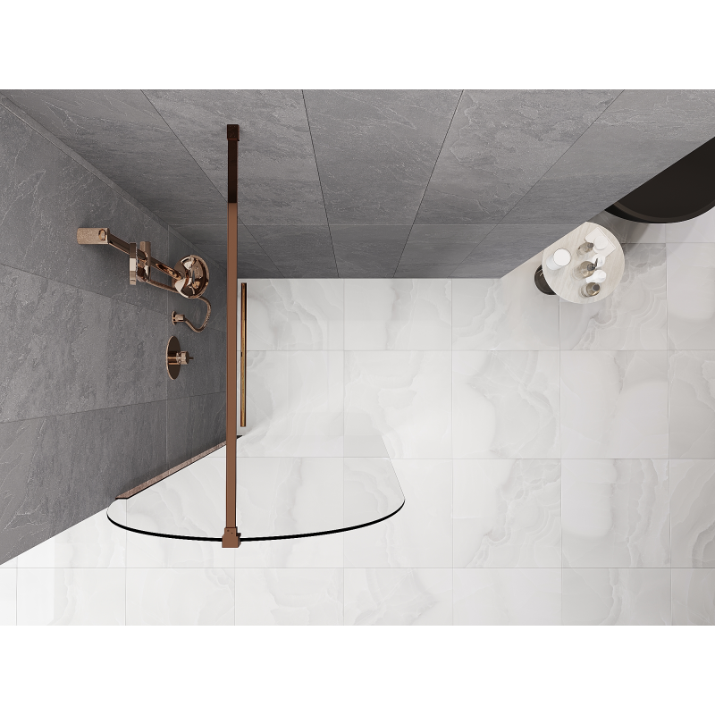 Mexen Kioto-Q sprchová stěna Walk-in 80 x 200 cm, transparentní 8 mm, růžové zlato - 800-080-101-60-00-Q