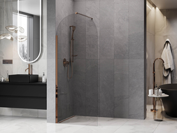 Mexen Kioto-Q sprchová stěna Walk-in 90 x 200 cm, transparentní 8 mm, růžové zlato - 800-090-101-60-00-Q