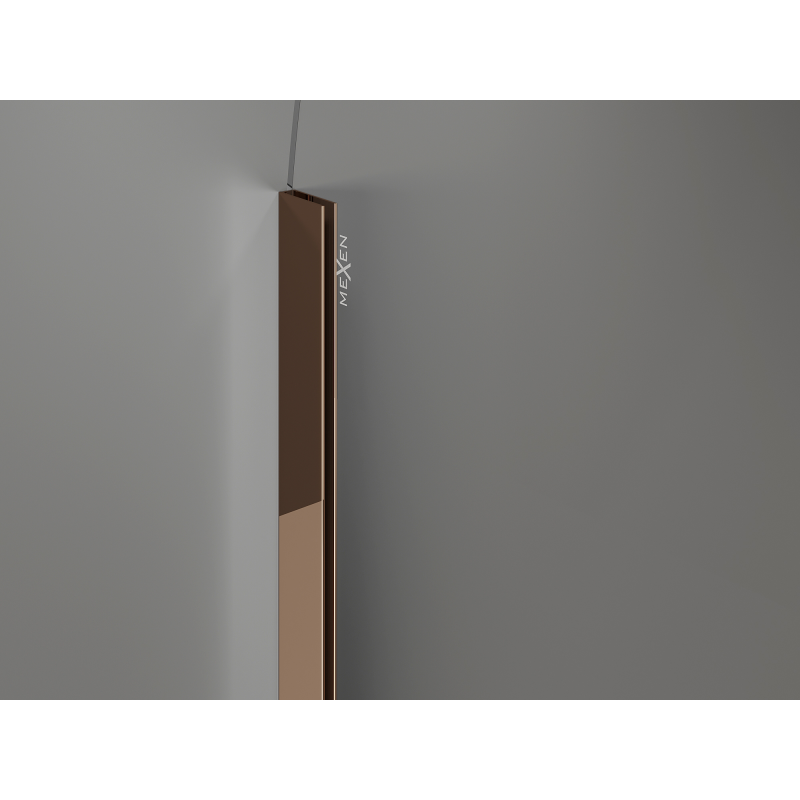 Mexen Kioto-Q sprchová stěna Walk-in 100 x 200 cm, transparentní 8 mm, růžové zlato - 800-100-101-60-00-Q