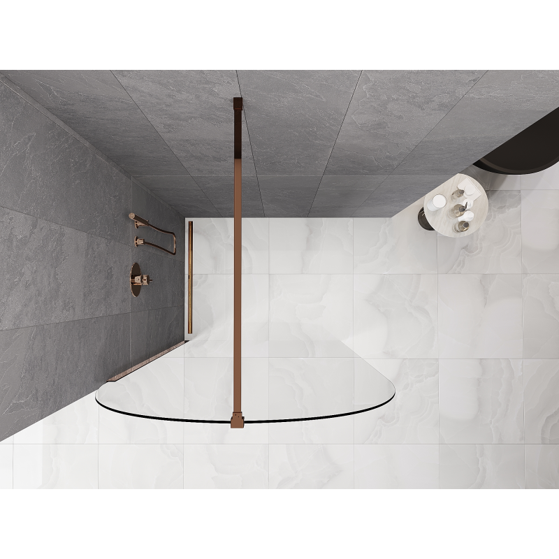 Mexen Kioto-Q sprchová stěna Walk-in 100 x 200 cm, transparentní 8 mm, růžové zlato - 800-100-101-60-00-Q