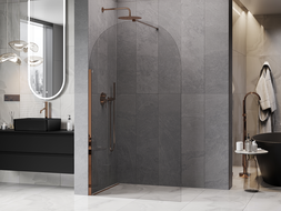 Mexen Kioto-Q sprchová stěna Walk-in 120 x 200 cm, transparentní 8 mm, růžové zlato - 800-120-101-60-00-Q