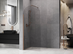 Mexen Kioto-Q Sprchová stěna Walk-in 80 x 200 cm, průhledná 8 mm, kartáčovaná měď - 800-080-101-65-00-Q