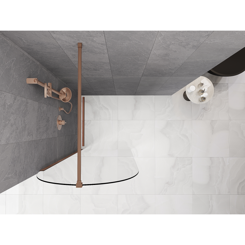 Mexen Kioto-Q Sprchová stěna Walk-in 80 x 200 cm, průhledná 8 mm, kartáčovaná měď - 800-080-101-65-00-Q