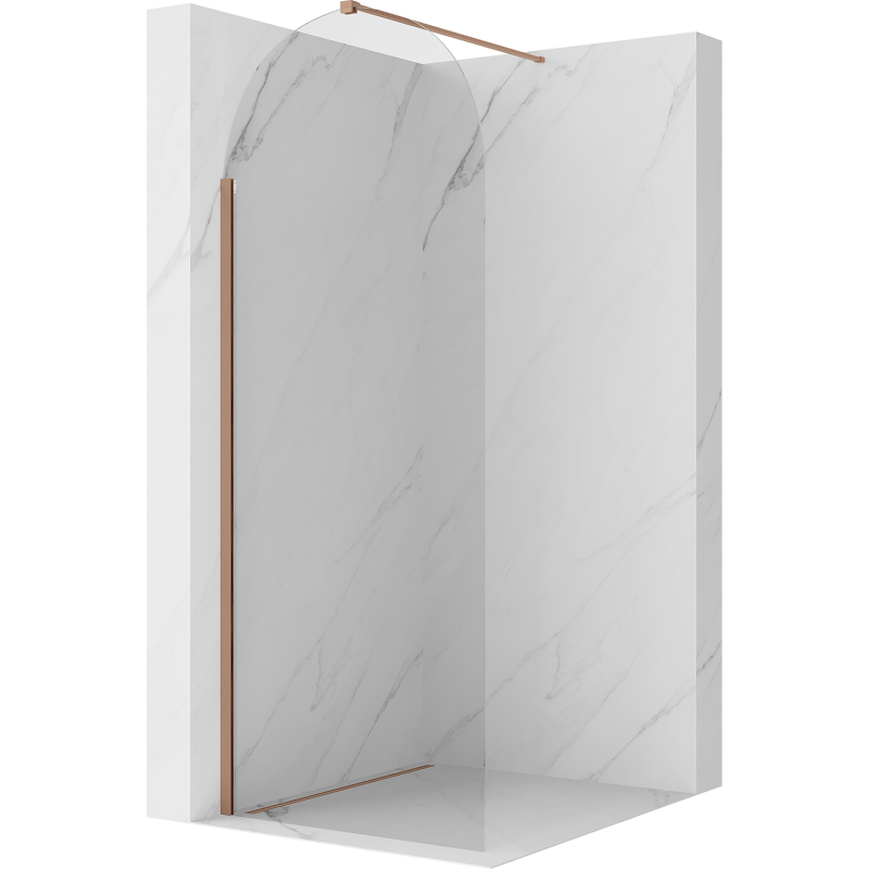 Mexen Kioto-Q sprchová stěna Walk-in 90 x 200 cm, transparentní 8 mm, kartáčovaná měď - 800-090-101-65-00-Q