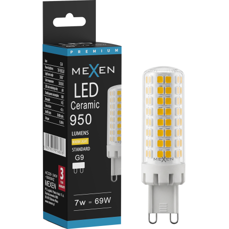Mexen Aura LED žárovka G9, 7W, Teplá - 3000K, 950 lm - L121-G9-0730-01