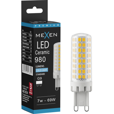 Mexen Aura LED žárovka G9, 7W, Studená - 6500K, 980 lm - L121-G9-0765-01