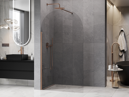 Mexen Kioto-Q sprchová stěna Walk-in 120 x 200 cm, transparentní 8 mm, kartáčovaná měď - 800-120-101-65-00-Q