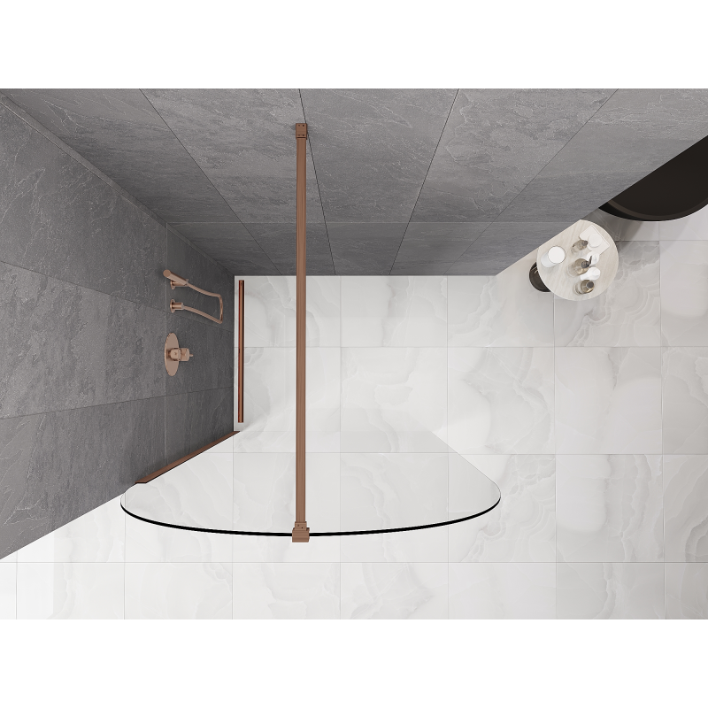 Mexen Kioto-Q sprchová stěna Walk-in 120 x 200 cm, transparentní 8 mm, kartáčovaná měď - 800-120-101-65-00-Q