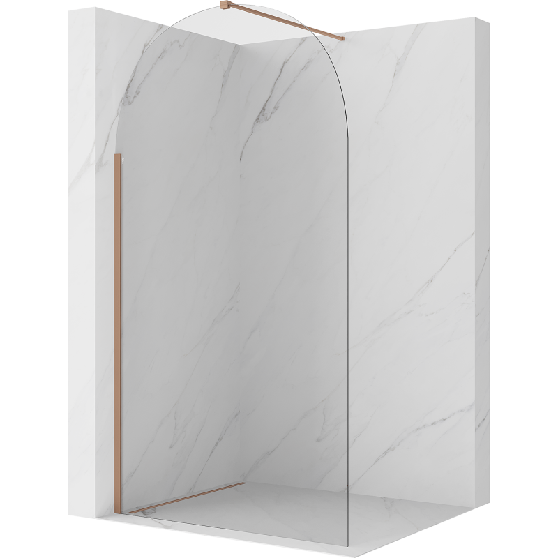 Mexen Kioto-Q sprchová stěna Walk-in 120 x 200 cm, transparentní 8 mm, kartáčovaná měď - 800-120-101-65-00-Q